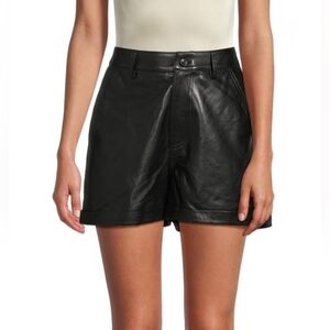 ba&sh High Waist Black Leather Shorts